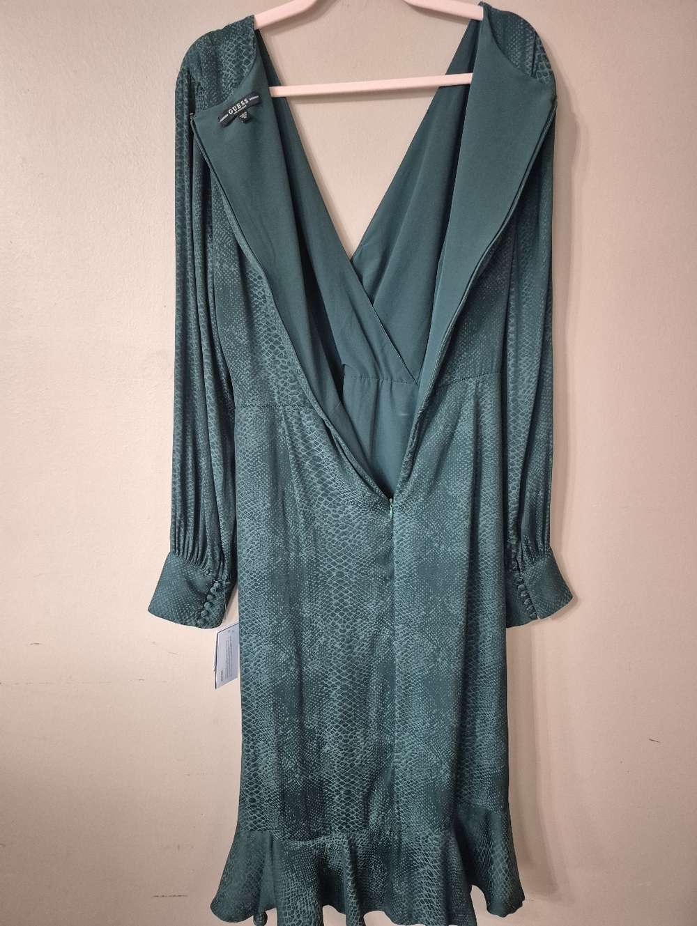 NWT Guess Wrap-Style Teal Faux Snakeskin Dress - Picture 13 of 13